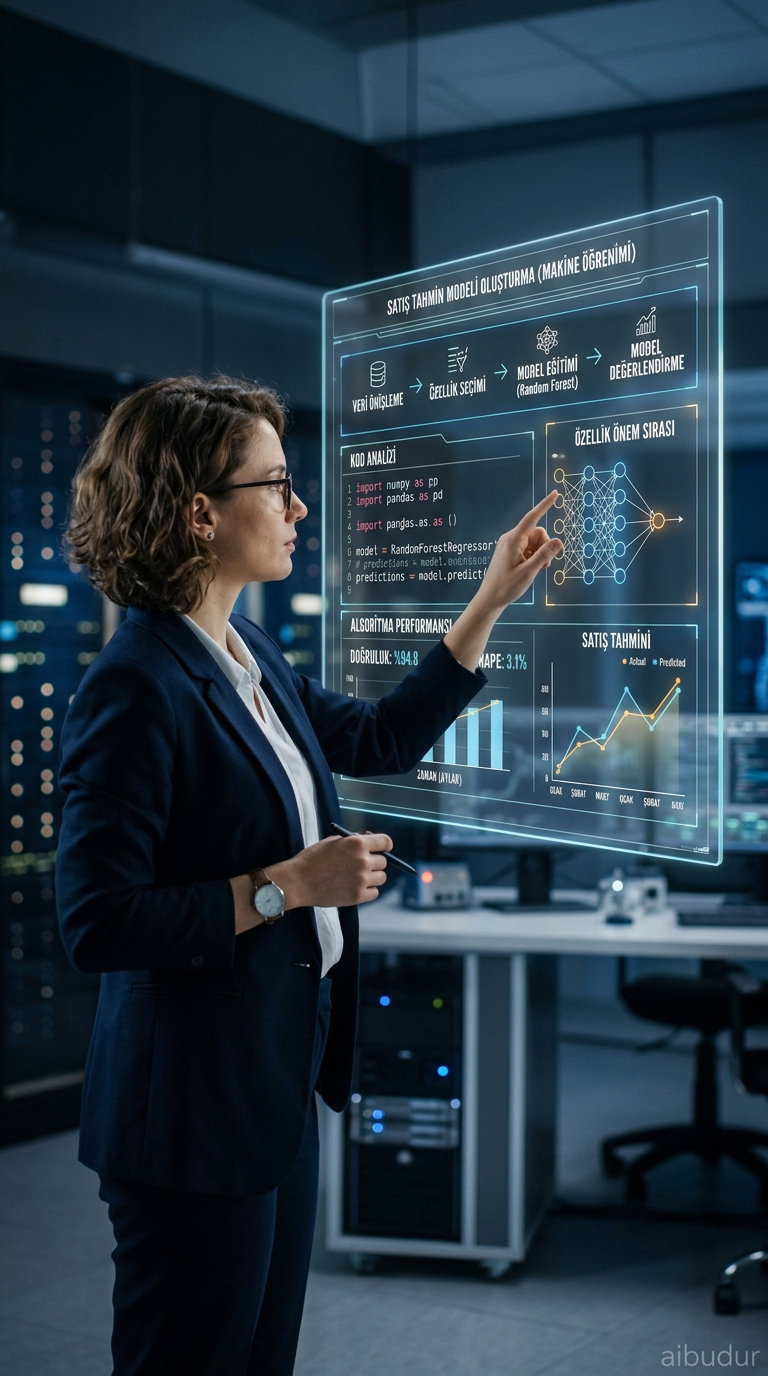 YZ satış tahmini algoritma adımlarını gösteren akış diyagramı