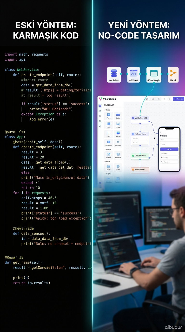 Designing an application flow with drag and drop on a Vibe Coding platform