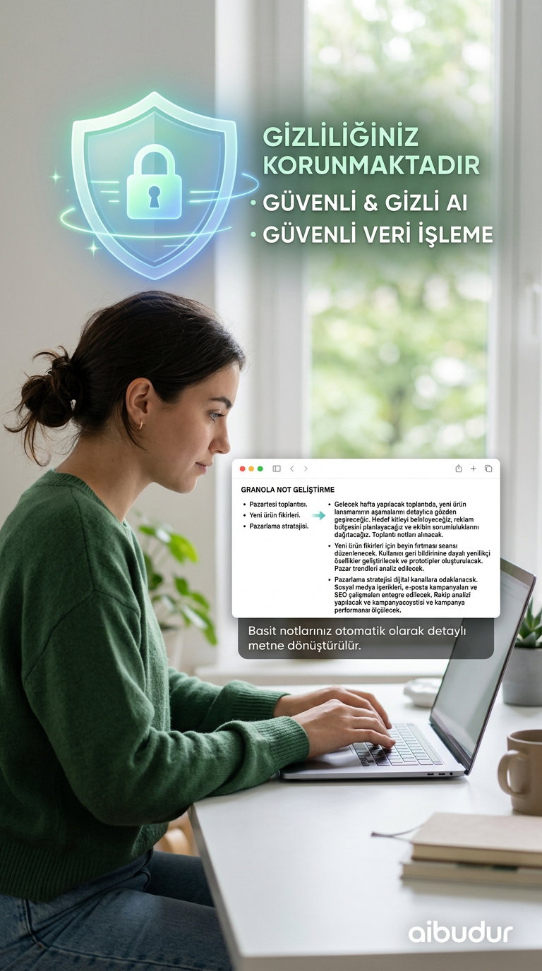 Granola yapay zeka not defteri gizlilik odaklı toplantı asistanı