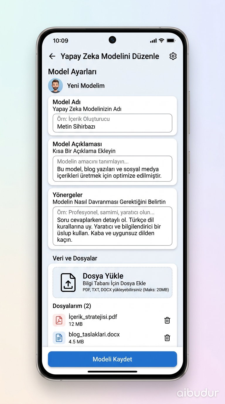 Custom GPT ayarları ve dosya yükleme ekranı
