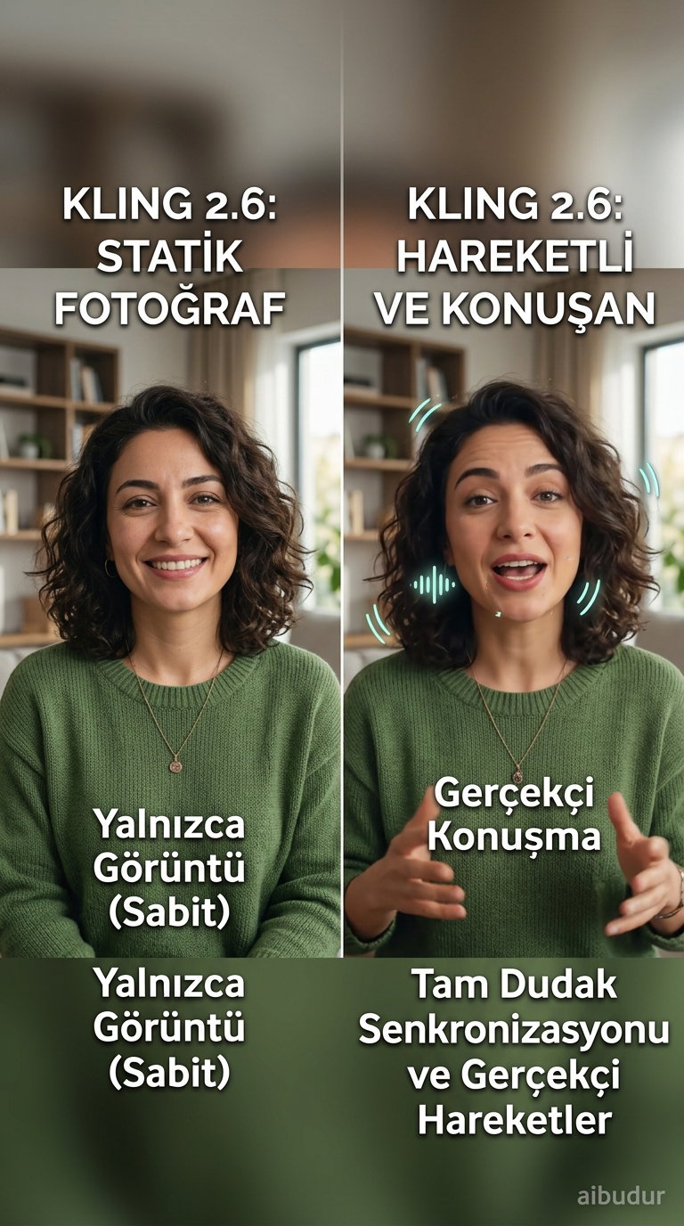 Kling 2.6 ile üretilen yüksek çözünürlüklü sesli video örneği