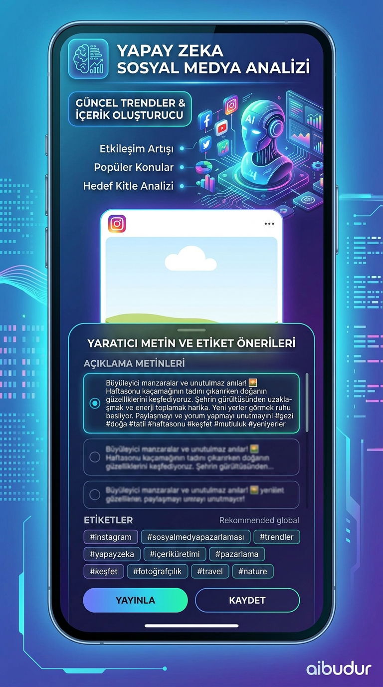 Yapay zeka ile Instagram başlık ve hashtag önerileri